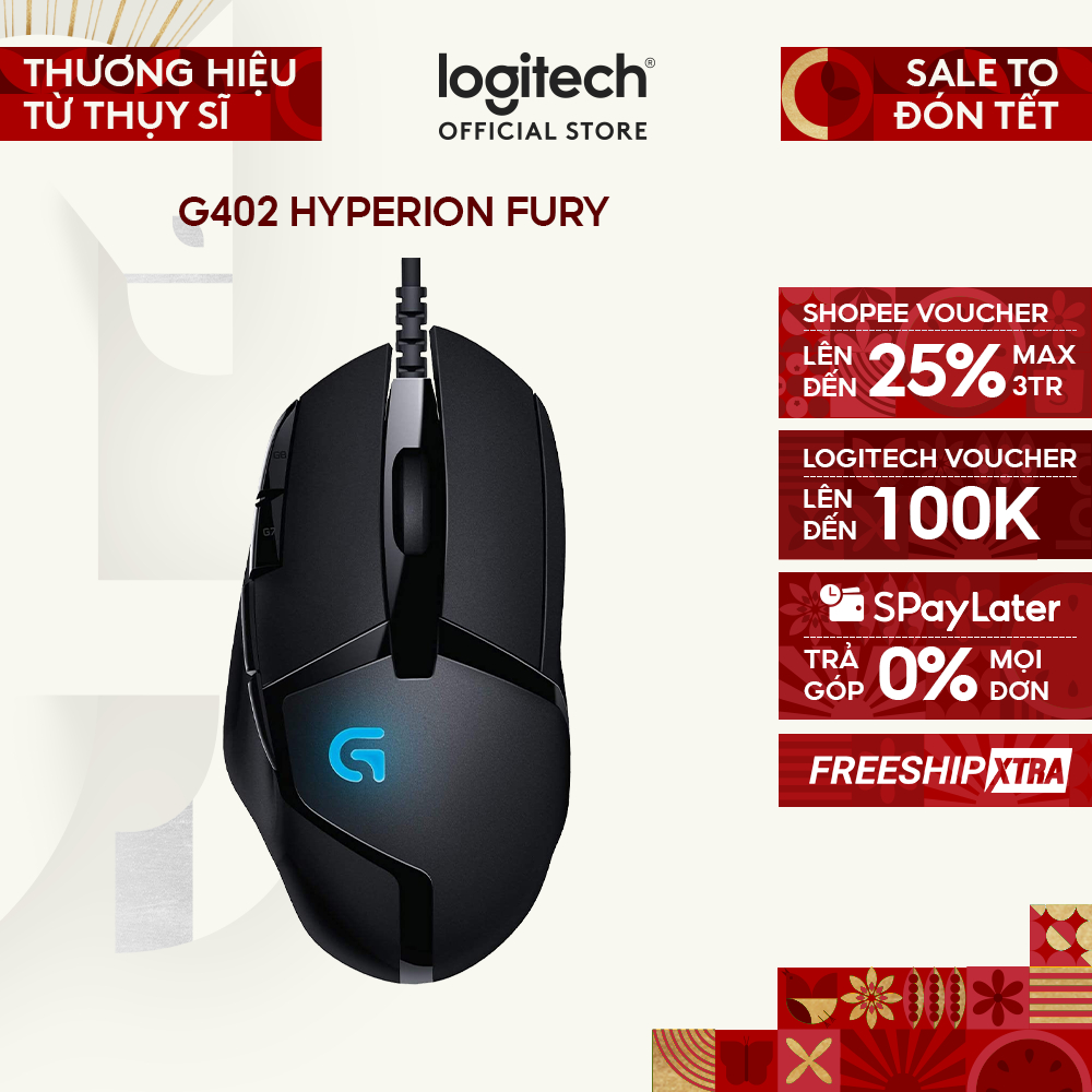 Chuột gaming có dây Logitech G402 Hyperion Fury FPS - Theo dõi tốc độ cao 8 nút lập trình | BigBuy360 - bigbuy360.vn