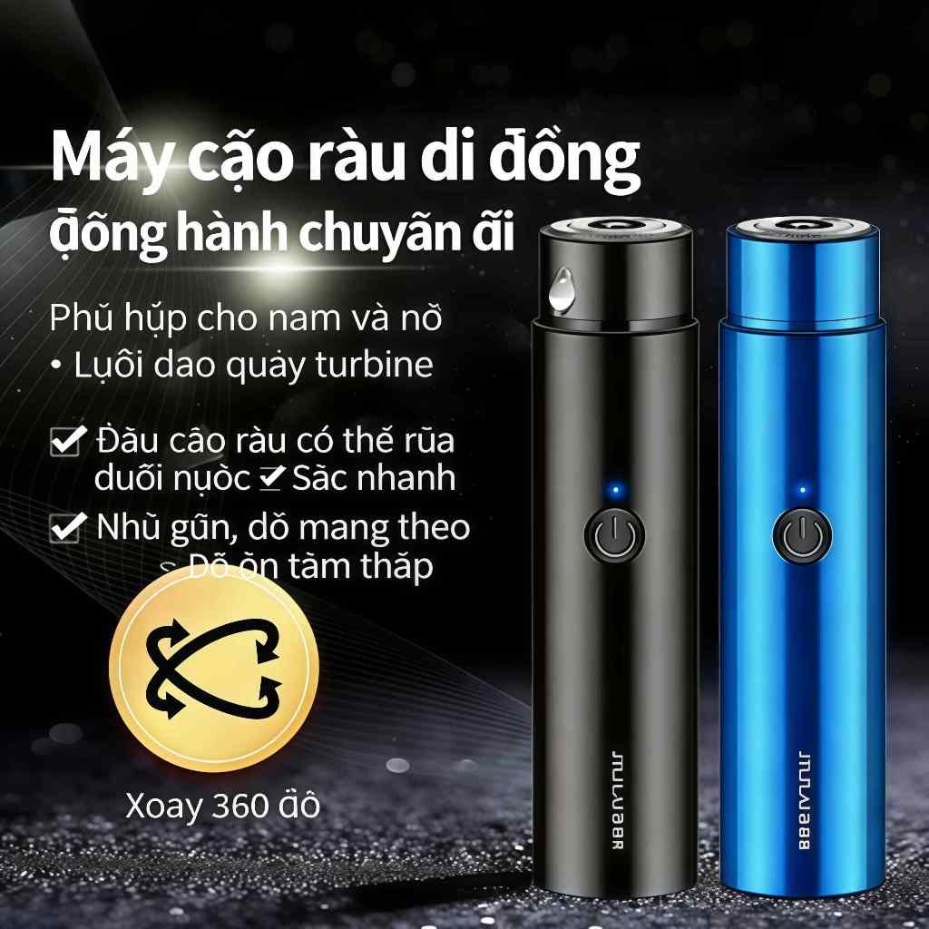Máy cạo râu điện sạc USB thời trang, cạo mạnh mẽ, tiện lợi và nhỏ gọn, sử dụng cho mọi lúc, mọi nơi