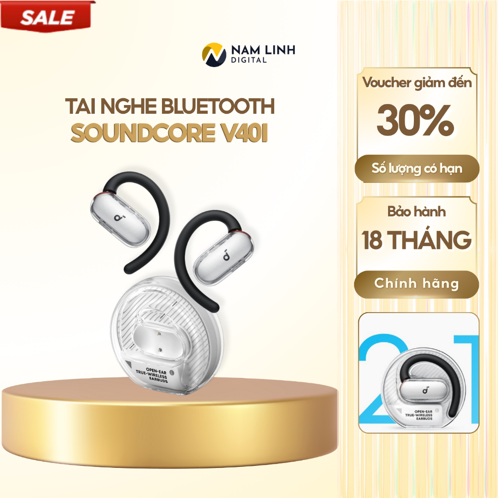 Tai nghe bluetooth soundcore V40i Open-Ear - 4 micro, thuật toán AI, chuẩn kháng bụi và nước IP55