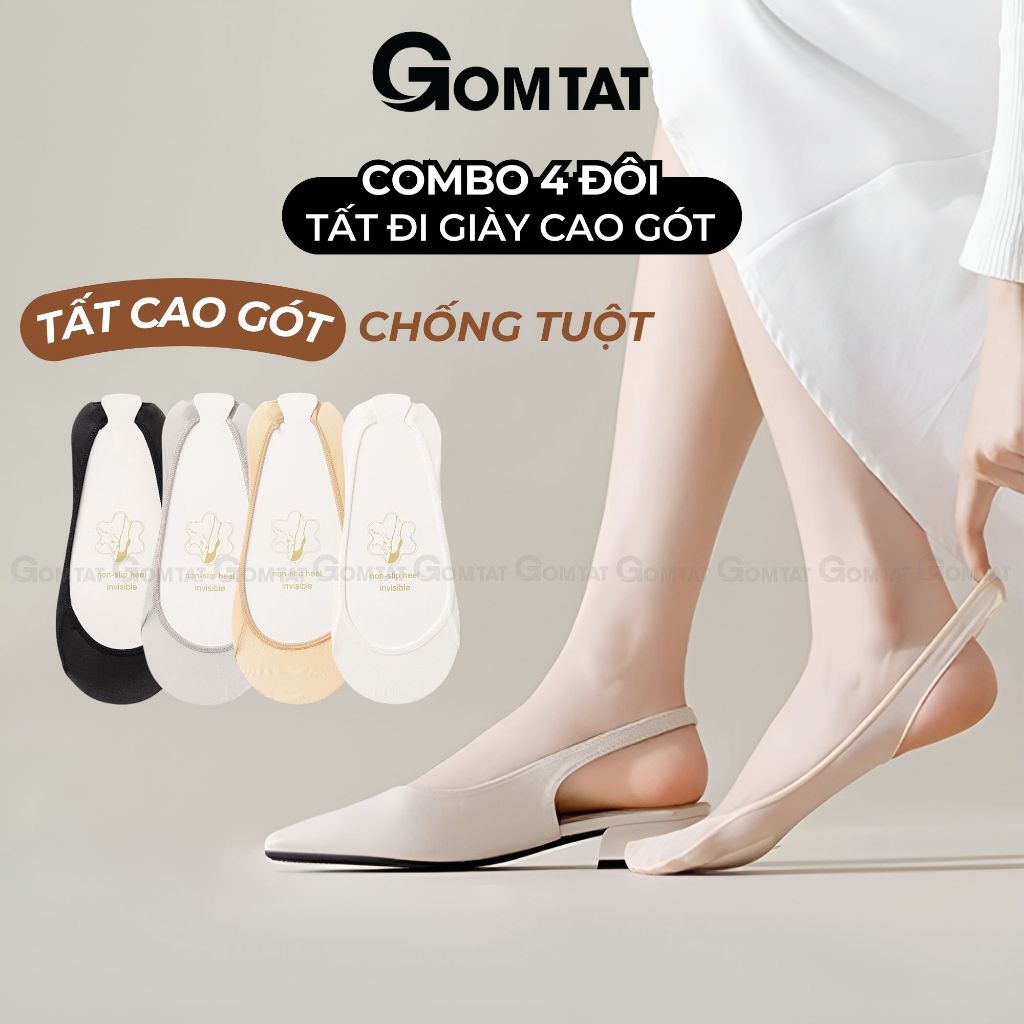 [MUA 4 TẶNG 1] Combo  đôi tất đi giày cao gót nữ GOMTAT, chất liệu cotton thoáng khí - CAOGOT-SUX-19
