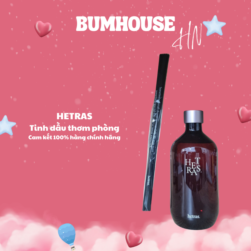 Tinh Dầu Khuyết Tán Thơm Phòng Hetras Premium Diffuser 500ml (Có Kèm Que cắm tinh dầu)