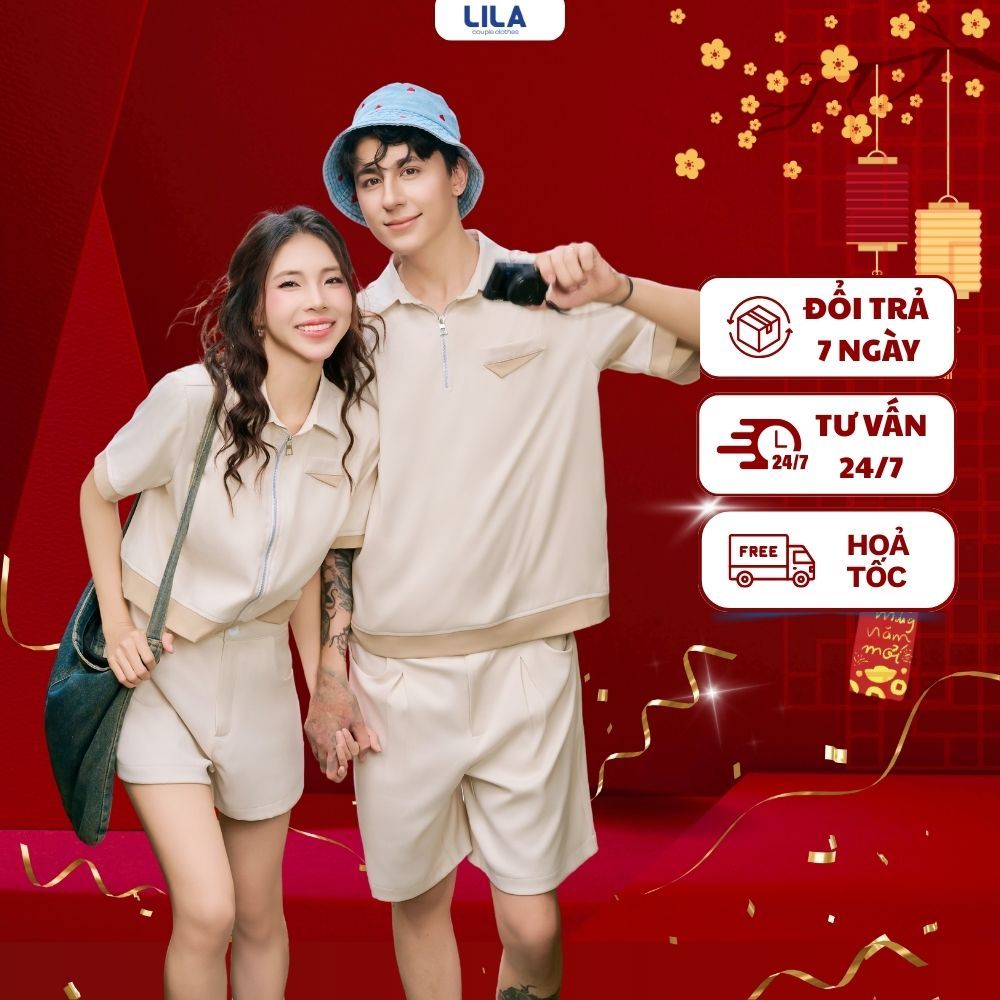 Set đồ đôi nam nữ áo couple với người yêu áo thun đôi couple phối quần sooc trẻ trung thương hiệu LI