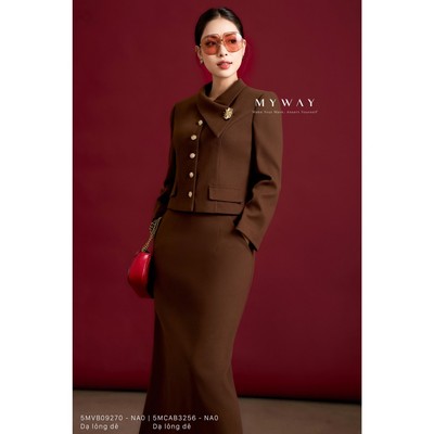 Set Vest Croptop Chân Váy A Dài Công Sở Nữ MY WAY Cách Điệu Trẻ Trung 5MVB09270 - 5MCAB3256 - na0