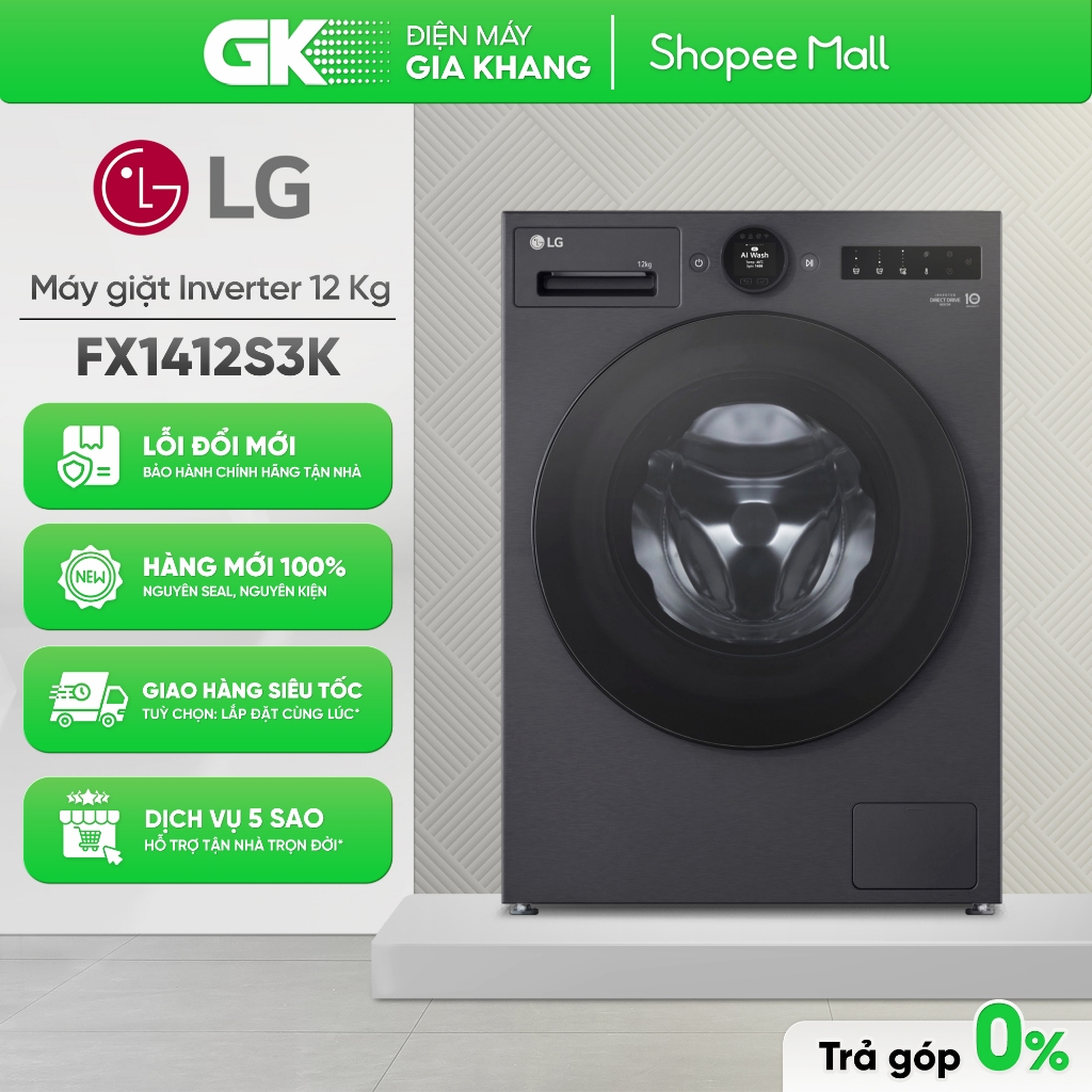 FX1412S3K | FV1412S3BA - Máy Giặt LG Inverter 12 Kg FV1412S3BA [Toàn Quốc]