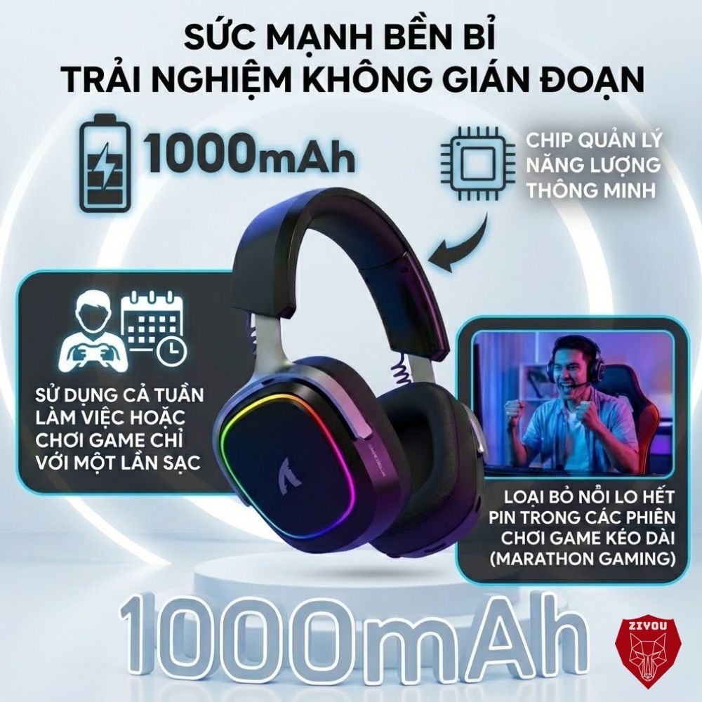Tai Nghe Gaming Không Dây Attack Shark G800 LED RGB, Mic AI Chống Ồn, Driver 50mm, 4 Mode, Âm Vòm 3D | BigBuy360 - bigbuy360.vn