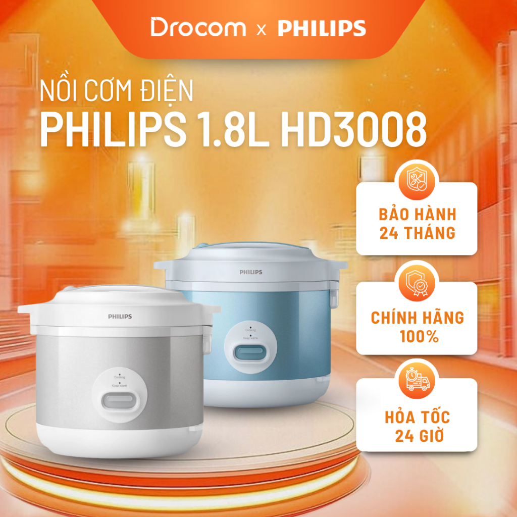Nồi cơm điện Philips HD3008/30 HD3008/32 1.8L noi com dien cơ đa năng công nghệ gia nhiệt 3D nấu nha