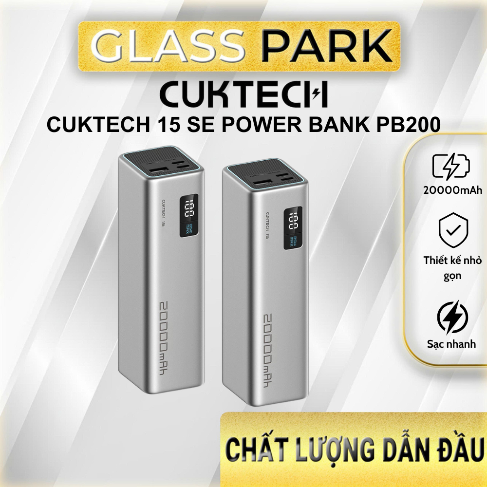 Pin Dự Phòng CukTech 15 SE 20000 mAh 2C1A - PB200U Chính hãng - Bảo hành 18 tháng