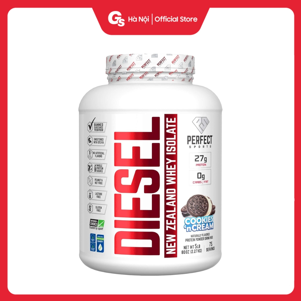 Sữa tăng cơ Diesel Whey Protein Isolate Perfect Sports 5Lbs - 75 servings (Canada) Gymstore