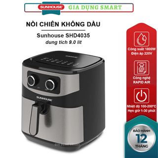 Nồi chiên không dầu 9 lít Sunhouse SHD4035 núm vặn cơ - Bảo hành sản phẩm 12 tháng