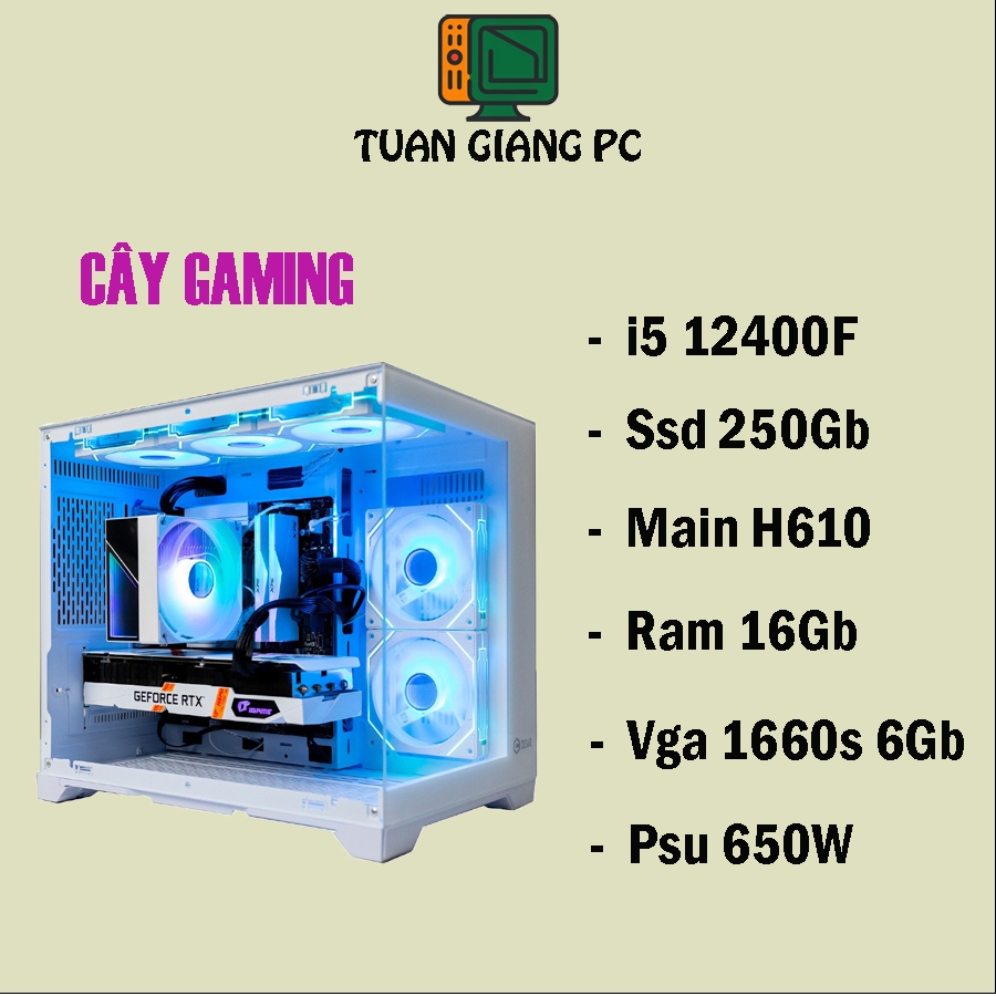 Bộ PC Gaming i5-12400F, RAM 16GB, RTX tùy chọn