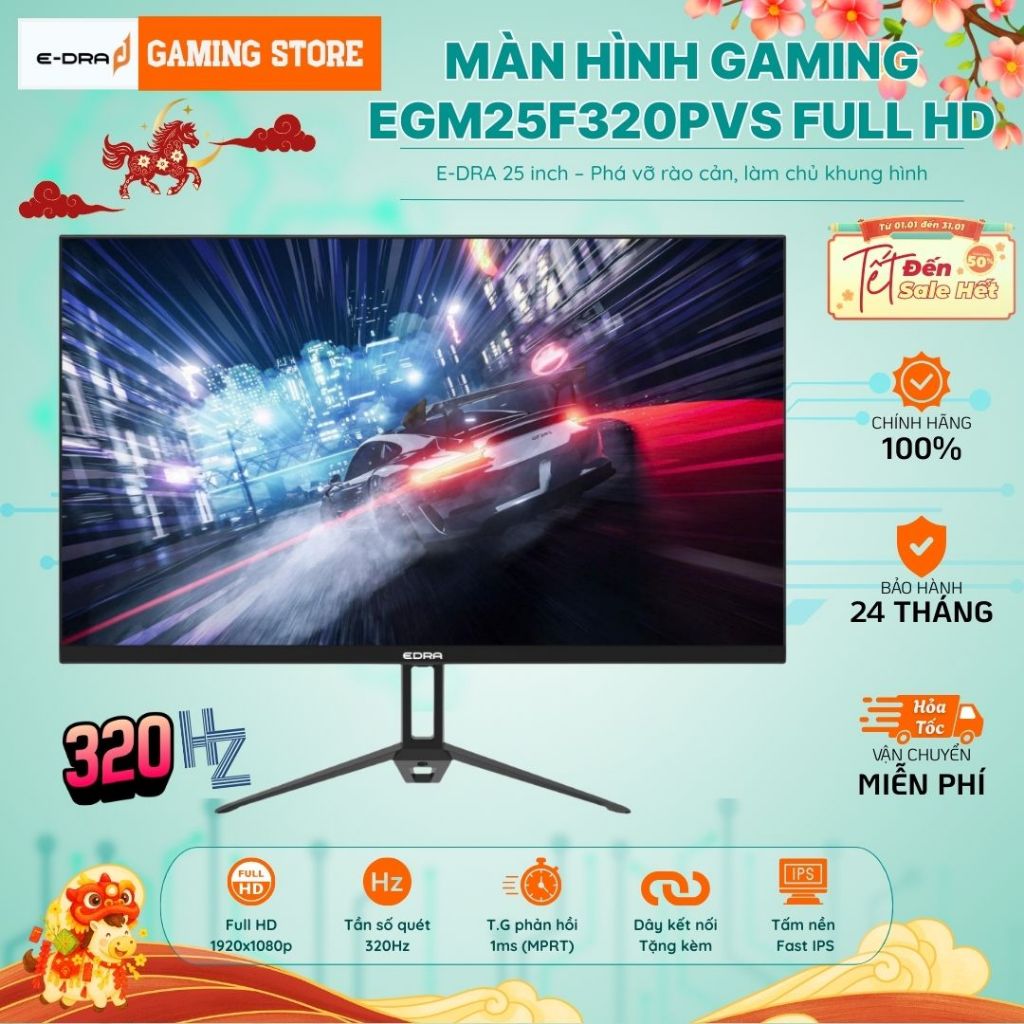 Màn Hình Gaming EDRA EGM25F320PVS,EGM25F260PVS 25Inch/Full HD/1ms/320Hz/260Hz Bảo Hành Chính Hãng
