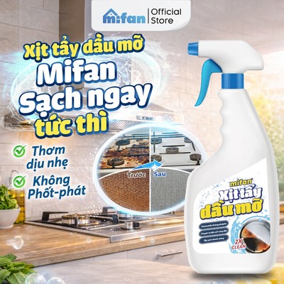 Xịt Tẩy Dầu Mỡ Nhà Bếp Mifan 500ml - Vệ sinh vết bẩn cứng đầu trên tường sàn, bếp ga, lưới máy hút mùi, xoong nồi, chảo
