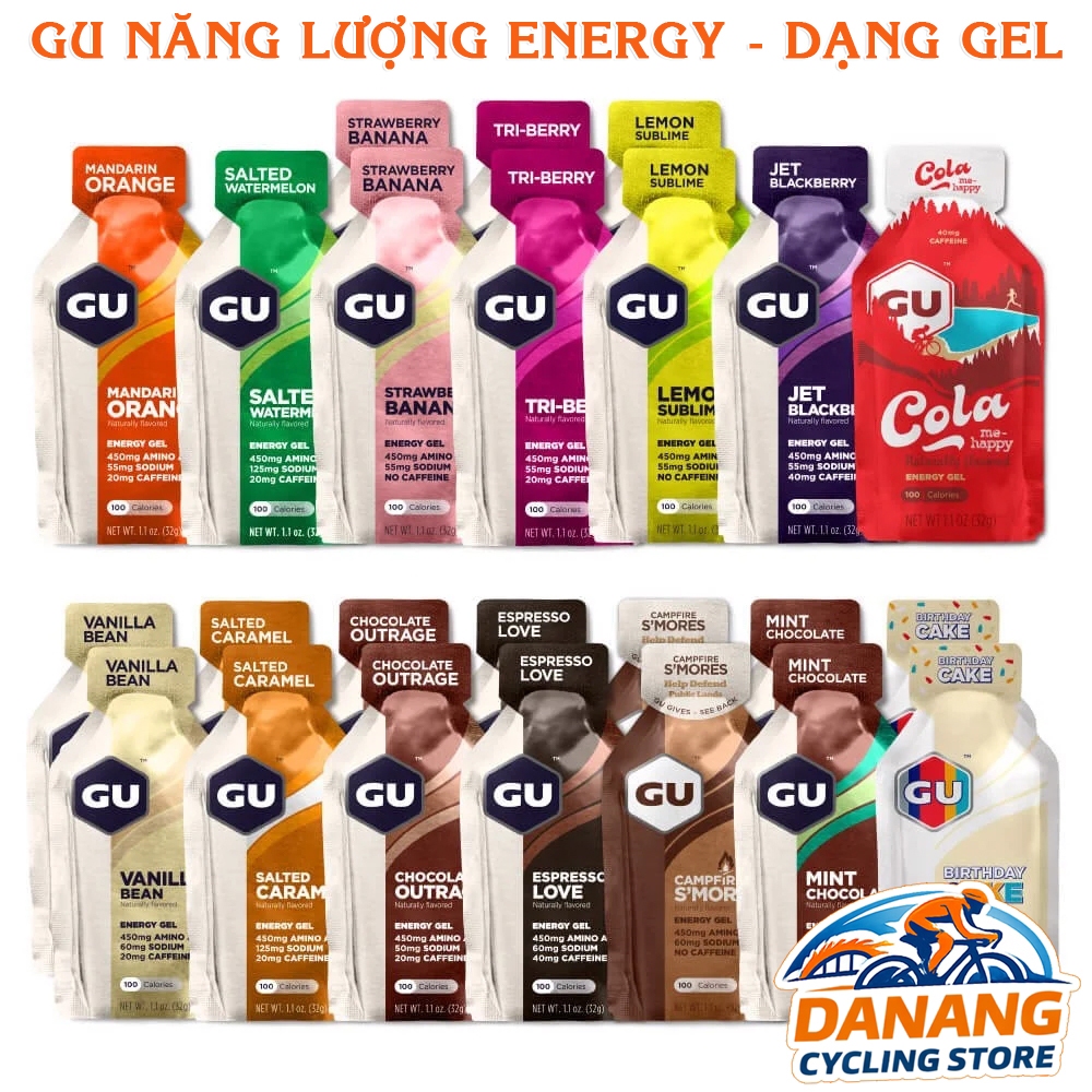Gu Energy Gel - Gói Gel Bổ Sung Năng Lượng Thể Thao Đạp Xe, Leo Núi, Trekking, Chạy Bộ