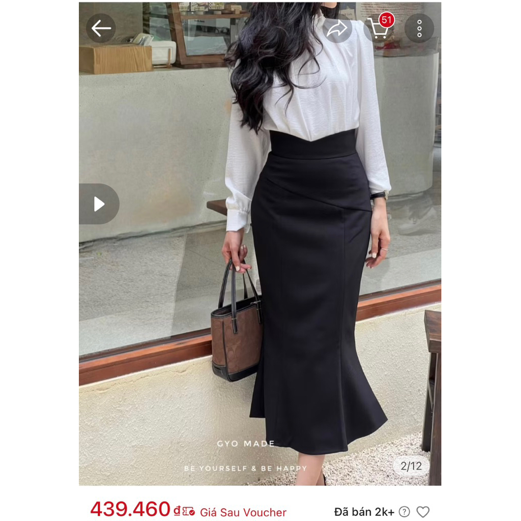Chân váy đuôi cá brand GYO MADE (giá tag 544k) | Like NEW | Size M