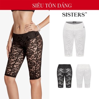 Quần lửng nữ ren hoa lưng lật SISTERS thiết kế xuyên thấu gợi cảm đính logo inox sang trọng nịnh dáng Karine | SS-Q58