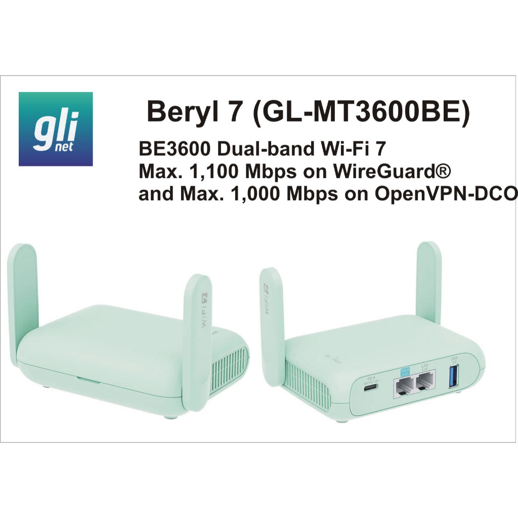 Bộ định tuyến GL.iNet GL-MT3000 (Beryl AX) Wi-Fi 6 I Beryl 7 (GL-MT3600BE) Wifi7 Wireless Travel Gig