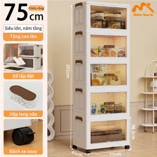Tủ lưu trữ gấp 5 tầng siêu lớn, tủ đa năng có bánh xe, thích hợp cho phòng, phòng khách và khách sạn