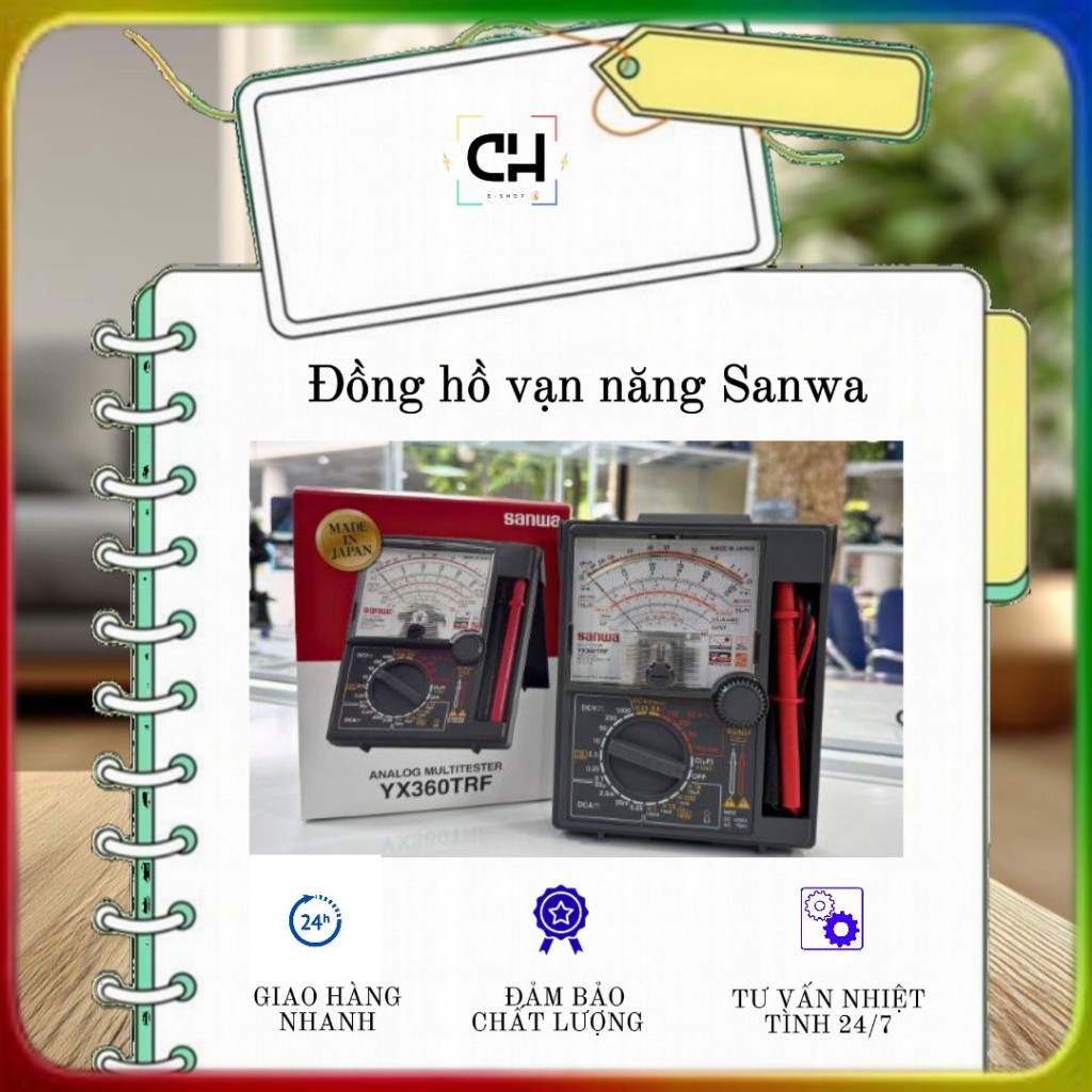 Đồng hồ vạn năng Sanwa YX360TRF, Đồng hồ kim vạn năng đo điện áp và điện trở, chính xác, độ bền cao