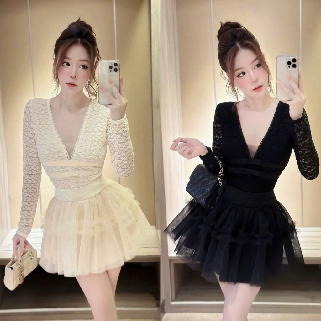 S76 (TÁO ĐỎ BIGSIZE 55-90KG) SET 2 MÓN BIGSIZE ÁO CỔ V + CHÂN VÁY TẦNG