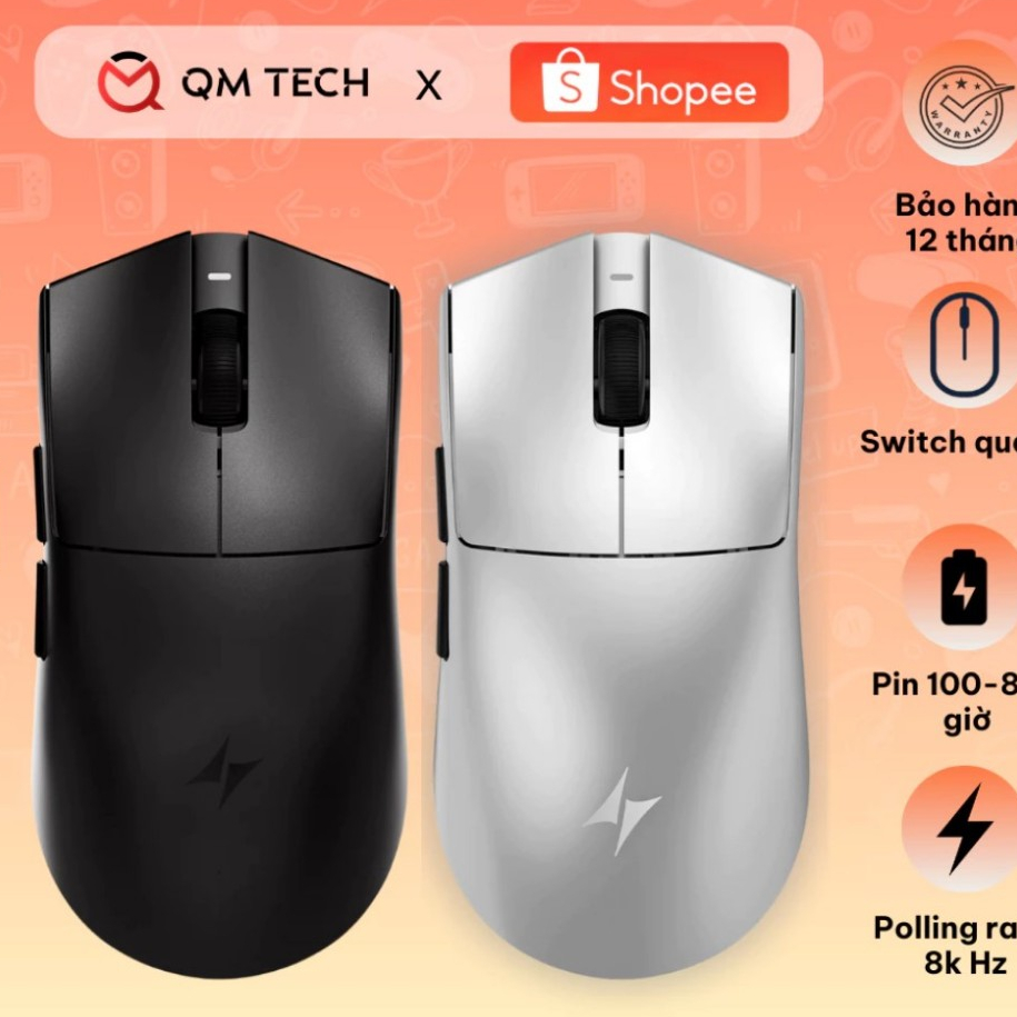 Chuột chơi game ATK X1 V2 Ultimate 2.0 , X1V2 Extreme  Wireless 8000Hz Form đối xứng