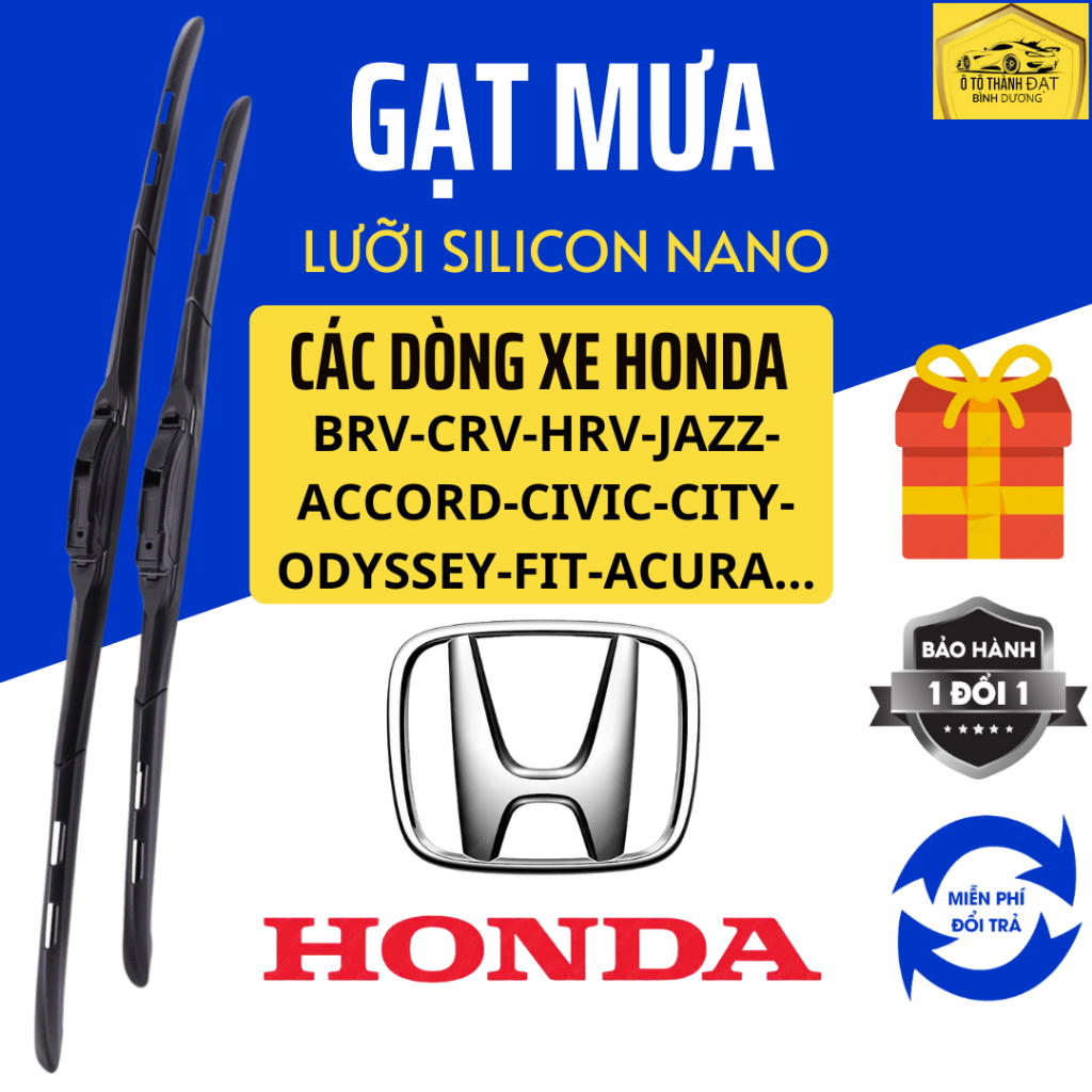 Gạt Mưa Ô Tô Các Dòng HONDA. BRIO, CIVIC, CITY, ACCORD, JAZZ, HRV,CRV, BRv, silicon nano gạt sạch êm