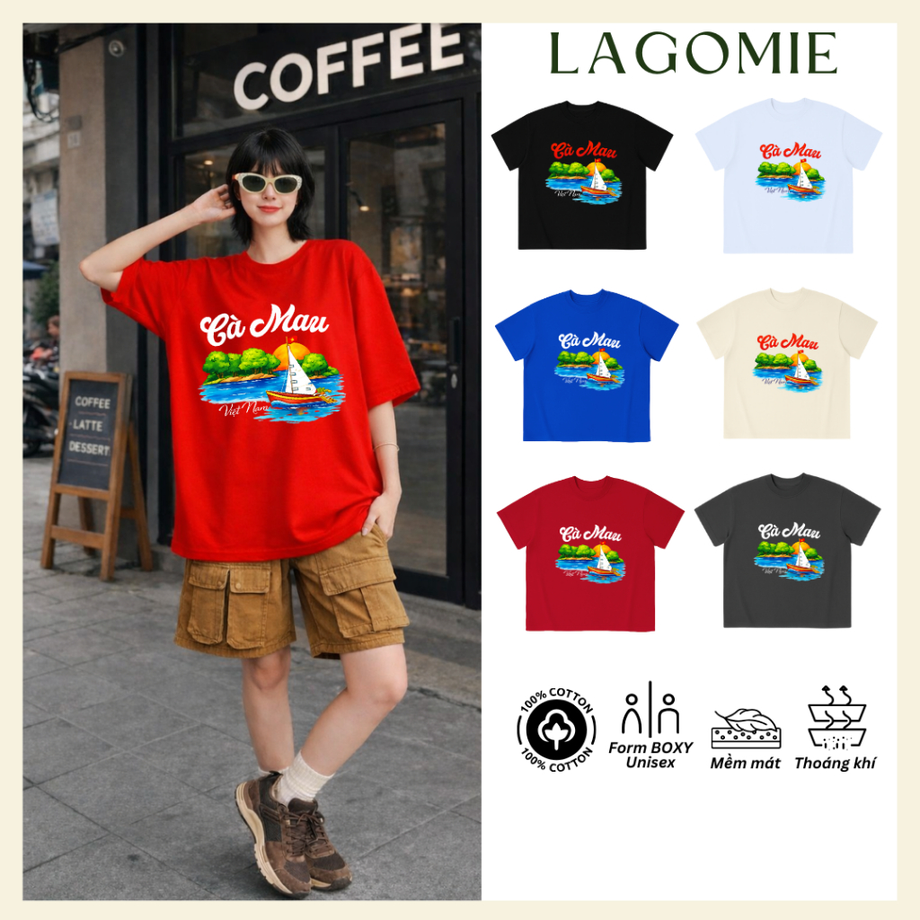 Áo Thun Boxy CÀ MAU Local Brand In Hình DU LỊCH Cotton 100% Nam Nữ Unisex Thương Hiệu LAGOMIE
