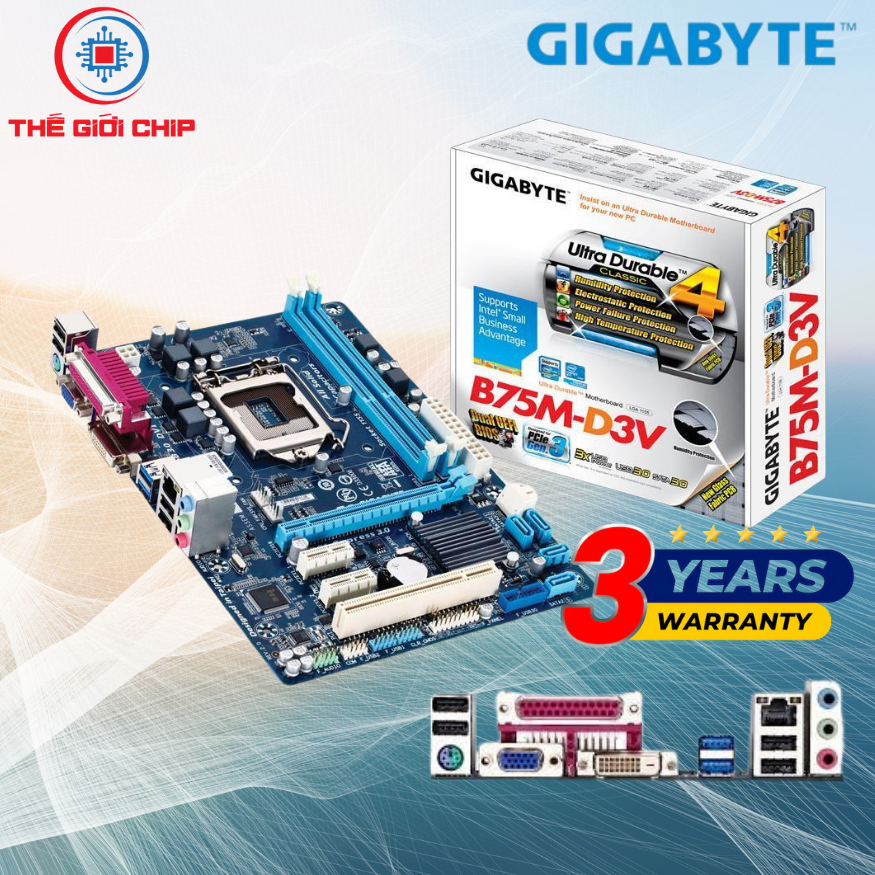 MAINBOARD (Bo mạch chính) GIGABYTE GA B75M-D3V I like new Box Bảo hành 36 tháng bởi nhà cung cấp