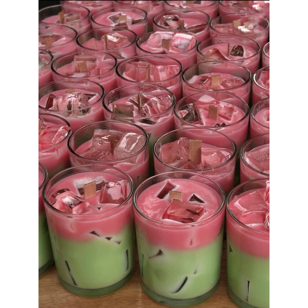 Nến thơm ly Matcha dâu latte đá - ICED STRAWBERRY MATCHA LATTE CANDLE