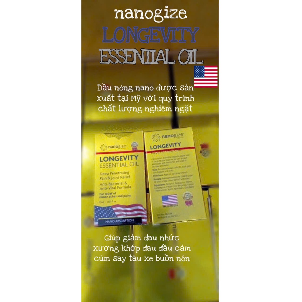 Dầu vàng Longevity Essential Oil Nanogize 21ml (mỹ)