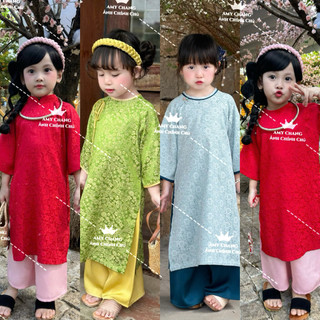 [Hoả Tốc ] Bộ Áo Dài Bé Gái Cát Tường chất vải mềm mát nhẹ
