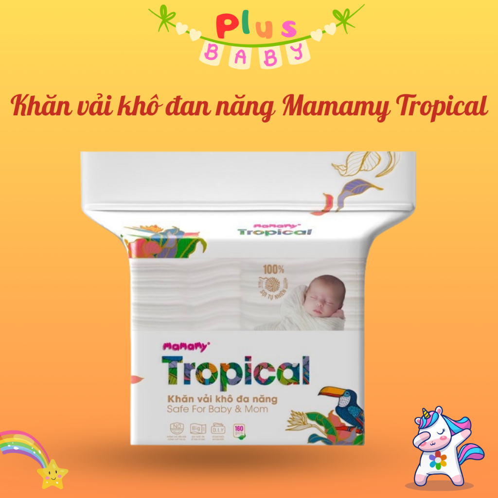 Khăn Vải Khô Đa Năng Cao Cấp Mamamy Tropical 160 tờ