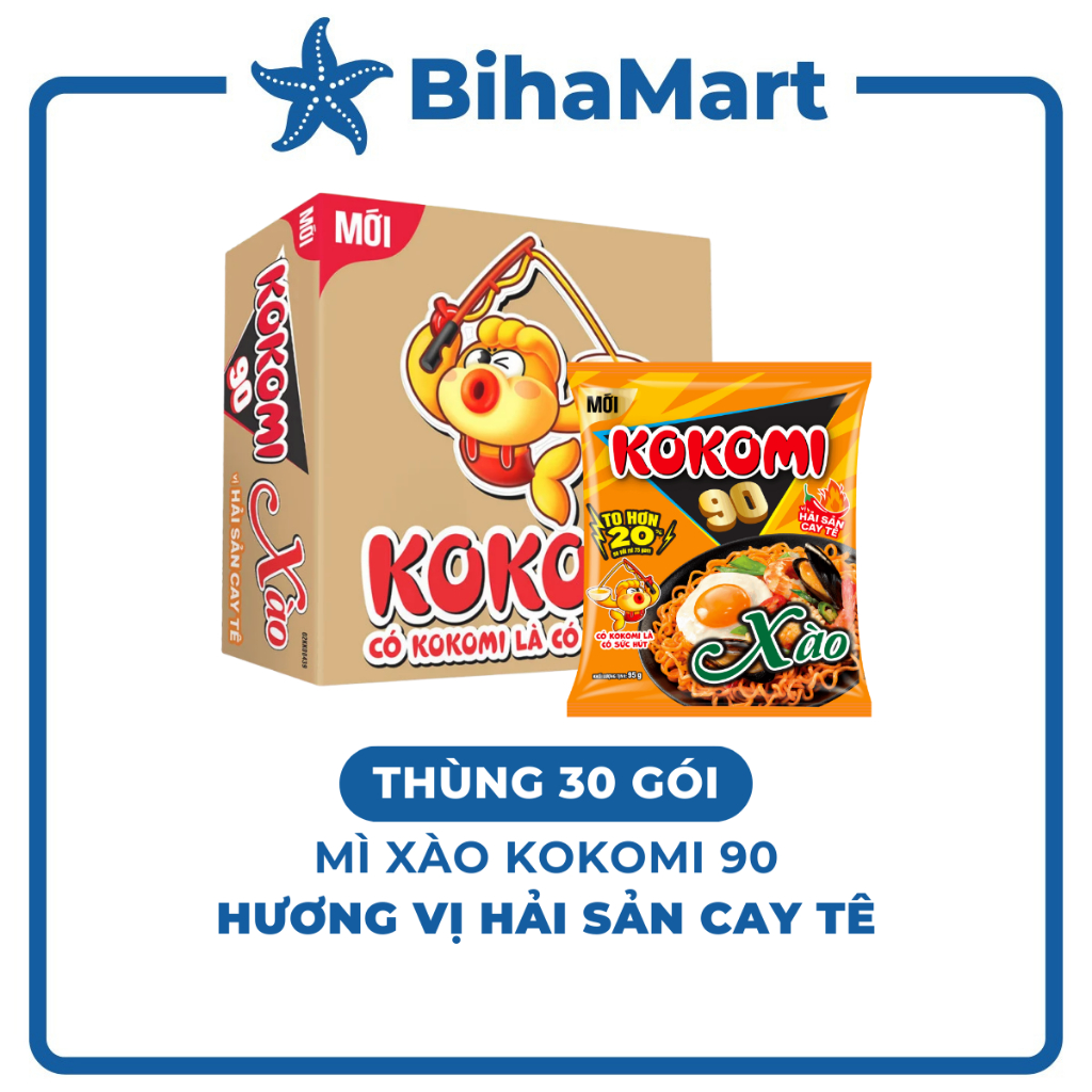 [THÙNG30GÓI] - MASAN - Mì xào Kokomi 90 hương vị Hải sản cay tê, Mì Kokomi 90 Hải sản cay tê, Mì Kok