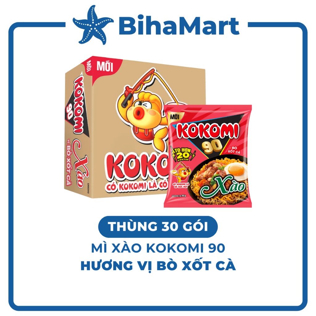 [THÙNG30GÓI]-MASAN- Mì xào Kokomi 90 hương vị Bò xốt cà, Mì Kokomi 90 Bò sốt cà, Mì xào Kokomi Đại 9