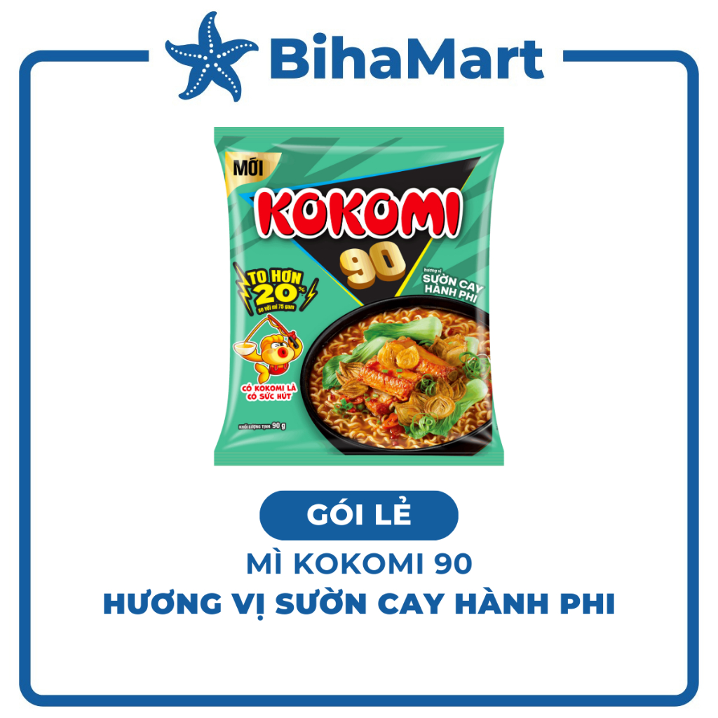 [GÓI LẺ] - MASAN - Mì Kokomi 90 hương vị Sườn cay hành phi, Mì Kokomi 90 Sườn cay hành phi, Mì Kokom
