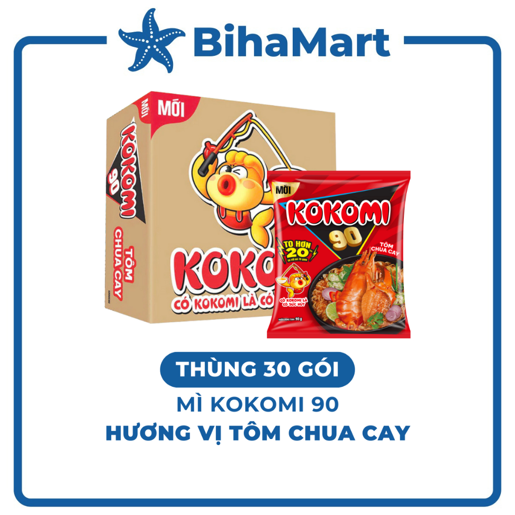 [THÙNG30GÓI]-MASAN- Mì Kokomi 90 hương vị Tôm chua cay, Mì Kokomi 90 Tôm chua cay, Mì Kokomi Đại 90 