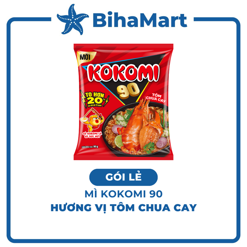 [GÓI LẺ]-MASAN- Mì Kokomi 90 hương vị Tôm chua cay, Mì Kokomi 90 Tôm chua cay, Mì Kokomi Đại 90 Tôm 