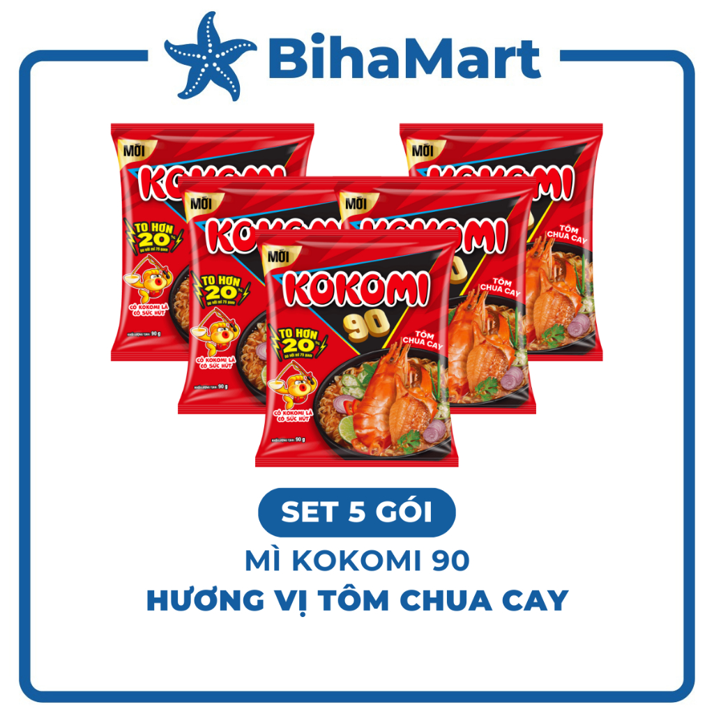 [SET5GÓI]-MASAN- Mì Kokomi 90 hương vị Tôm chua cay, Mì Kokomi 90 Tôm chua cay, Mì Kokomi Đại 90 Tôm