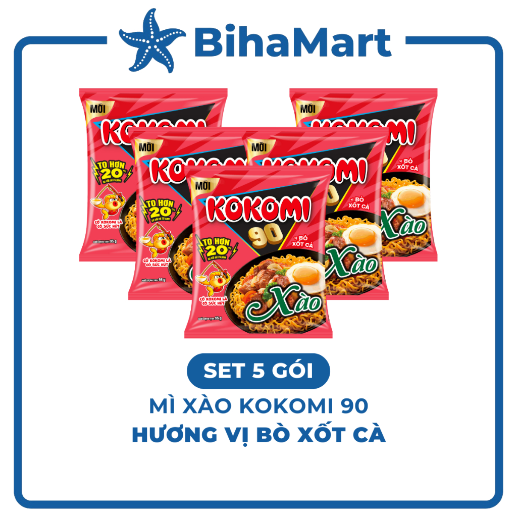 [SET5GÓI]- MASAN - Mì xào Kokomi Đại 90 Bò xốt cà, Mì trộn Kokomi 90 Bò xốt cà, Mì xào Kokomi 90 Đại
