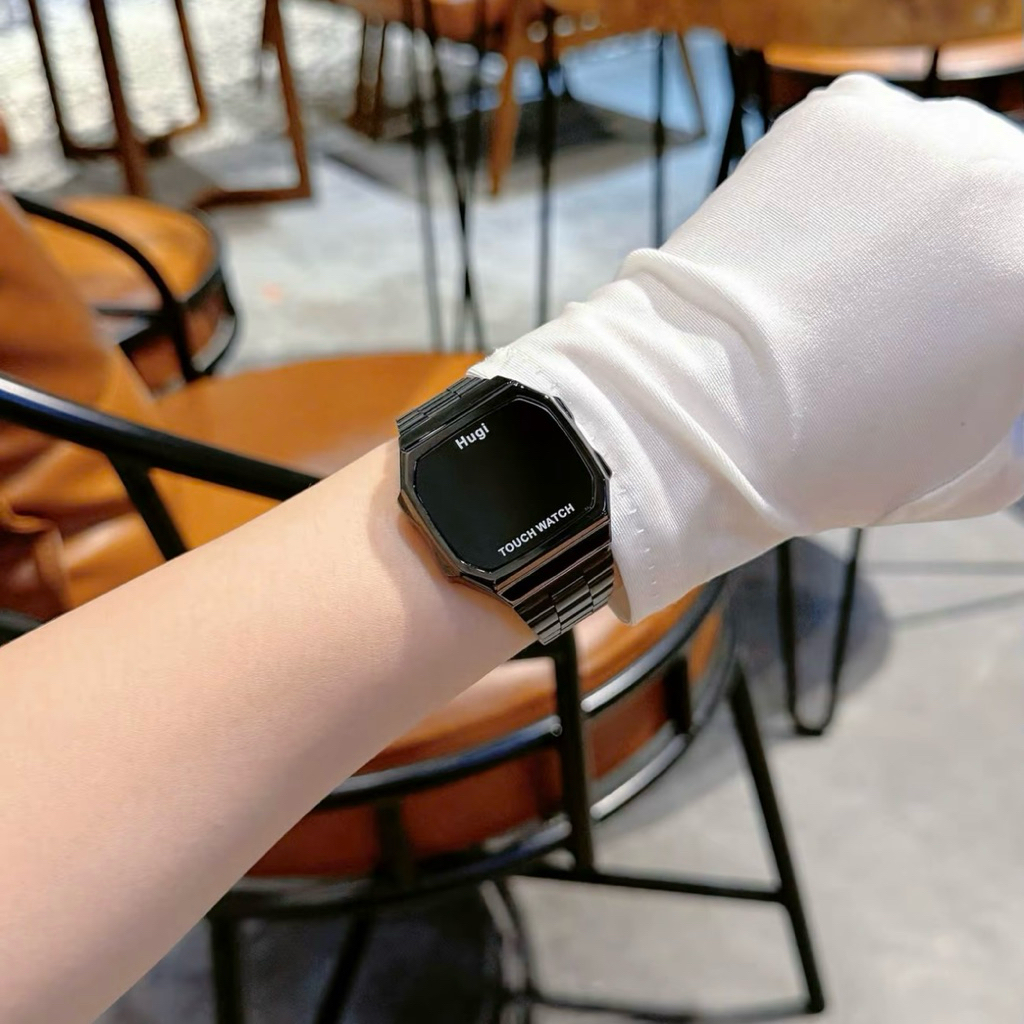 Đồng hồ nam nữ Tráng gương HUGI (h166) TRÁNG GƯƠNG cảm ứng sang trọng dây thép (tặng hộp) | BigBuy360 - bigbuy360.vn