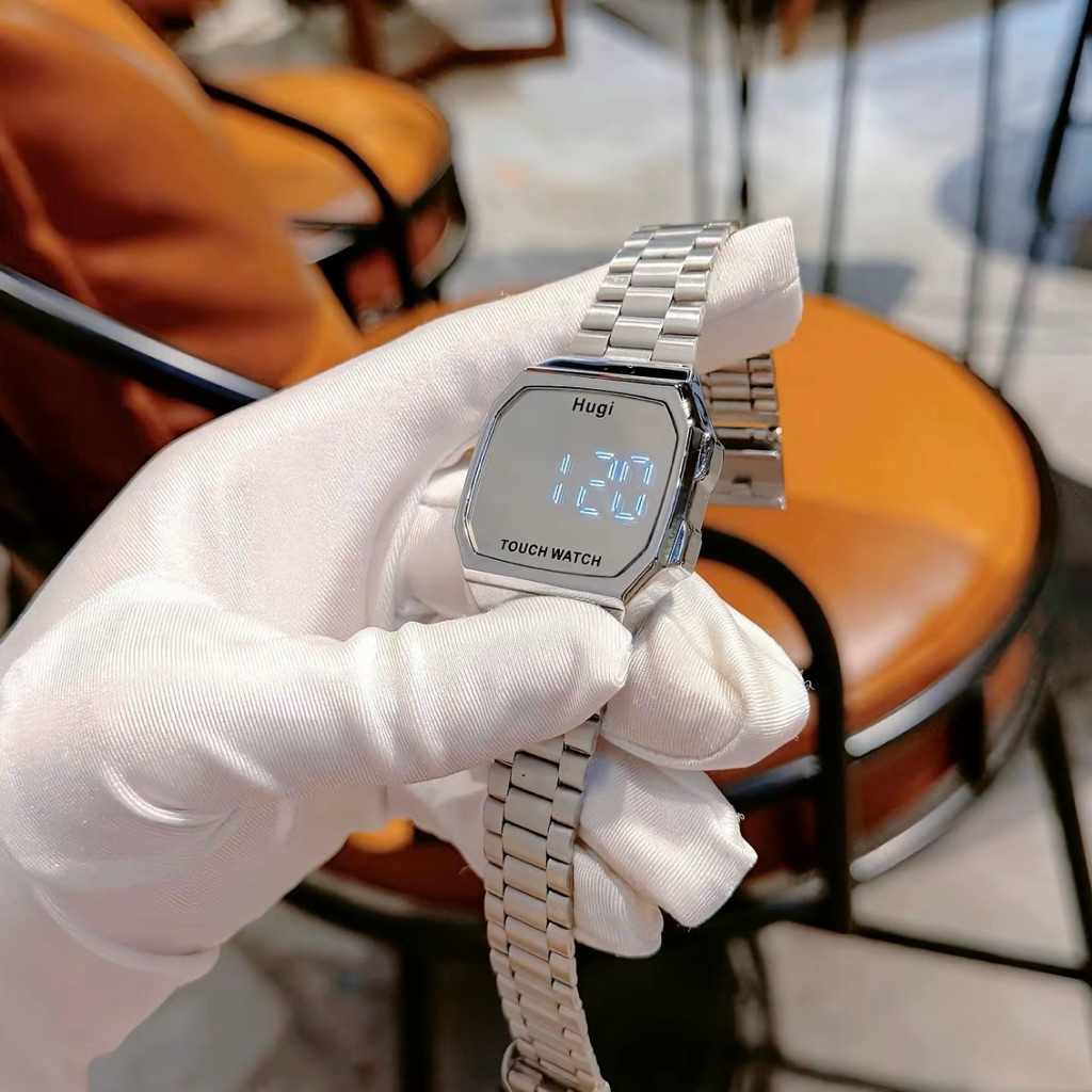 Đồng hồ nam nữ Tráng gương HUGI (h166) TRÁNG GƯƠNG cảm ứng sang trọng dây thép (tặng hộp) | BigBuy360 - bigbuy360.vn