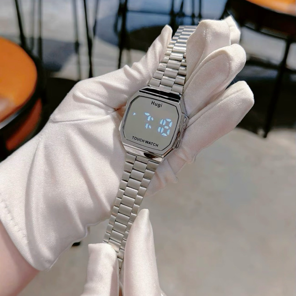 Đồng hồ nam nữ Tráng gương HUGI (h166) TRÁNG GƯƠNG cảm ứng sang trọng dây thép (tặng hộp) | BigBuy360 - bigbuy360.vn