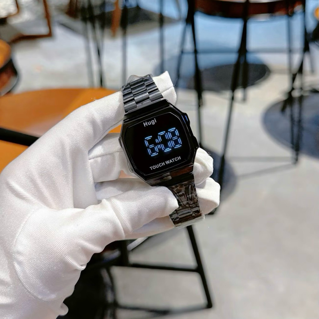 Đồng hồ nam nữ Tráng gương HUGI (h166) TRÁNG GƯƠNG cảm ứng sang trọng dây thép (tặng hộp) | BigBuy360 - bigbuy360.vn