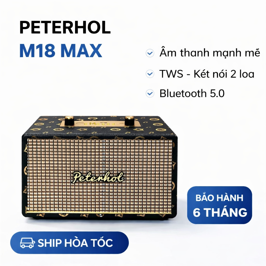 Loa Bluetooth M18 Bass Mạnh Âm Thanh Lớn Cực Đỉnh Bluetooth 5.2 Thế Hệ Mới, Thiết Kế Cực Đẹp, Dễ Sử Dụng