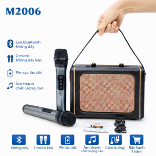 Loa Bluetooth Karaoke Bản Cao Cấp 2025 Kèm 2 Micro Âm Thanh Siêu Hay Nghe Nhạc Bass Căng