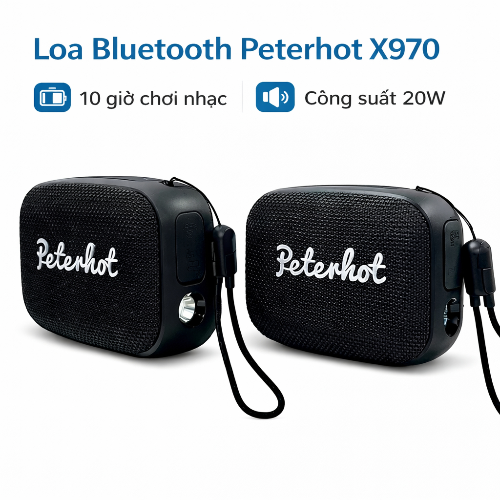 Loa Bluetooth X970 không dây bass căng kiêm sạc dự phòng và đèn pin