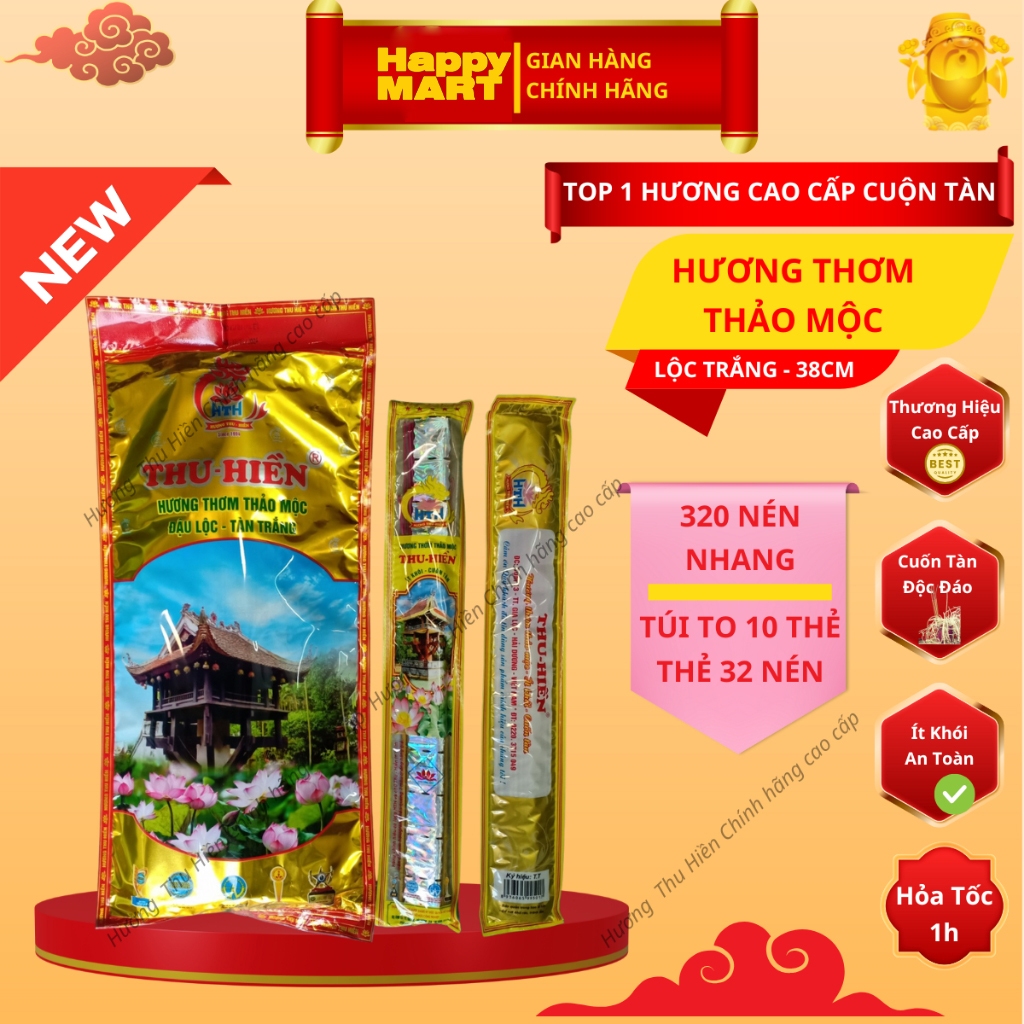 [Chính Hãng] Nhang Thảo Mộc Thu Hiền, Hương Thơm Thảo Mộc Thu Hiền Cao Cấp Tàn Trắng Dài 38cm