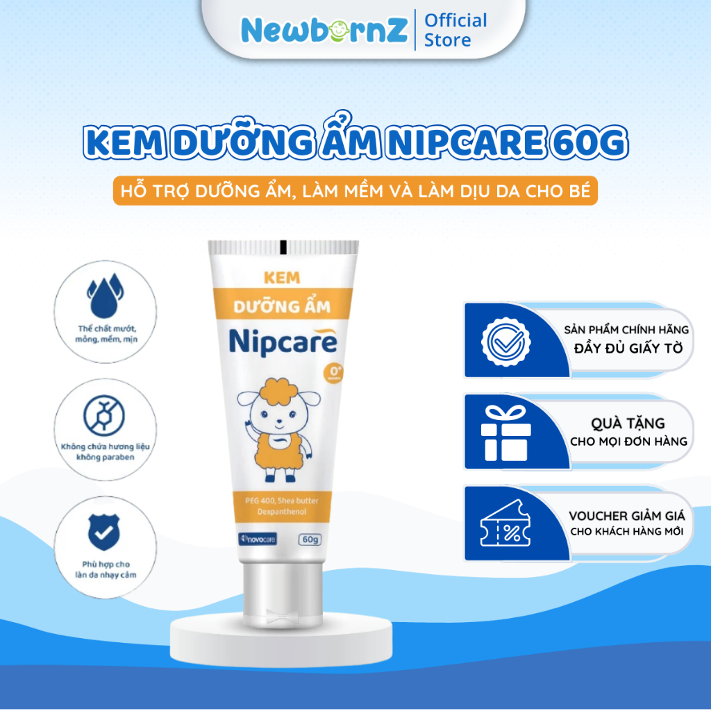 Kem dưỡng ẩm NIPCARE hỗ trợ dưỡng ẩm cho da khô, làm mềm và làm dịu da