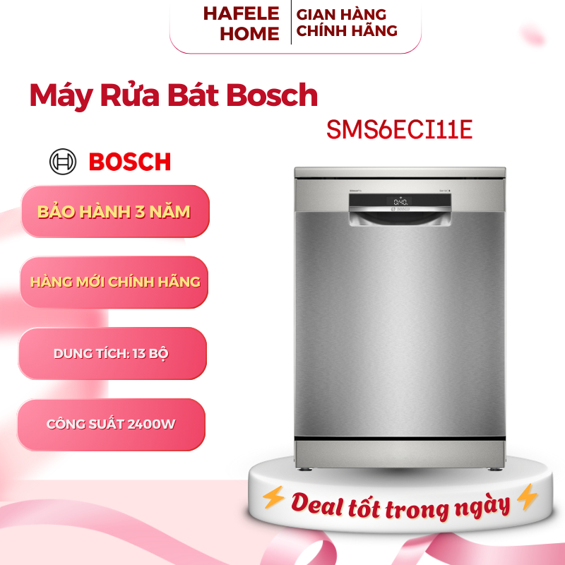 Máy Rửa Chén Bosch SMS6ECI11E Serie 6 – Tự Động Mở Cửa – Sấy Khô Tiện Lợi – EEH