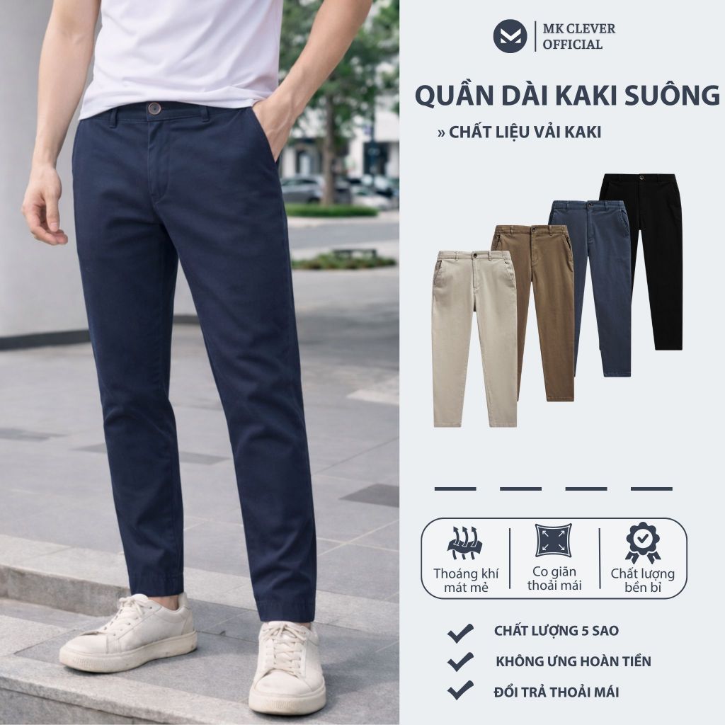 Quần kaki nam MK CLEVER slimfit pants, lưng thun, chất vải kaki mềm mịn, ống suông, form đứng dáng