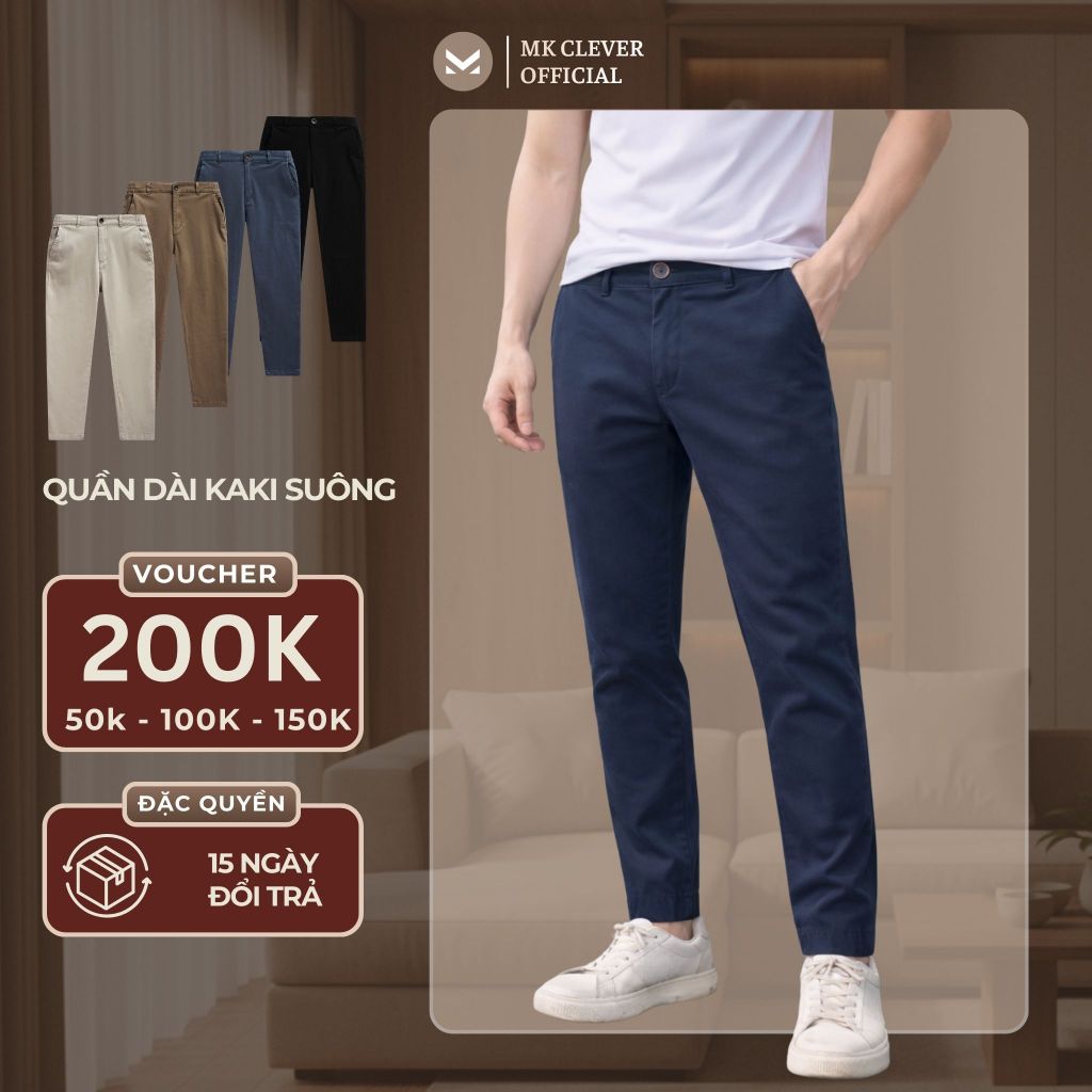 Quần dài Kaki nam MK CLEVER slimfit pants, lưng thun, chất vải kaki mềm mịn, ống suông, form đứng dá